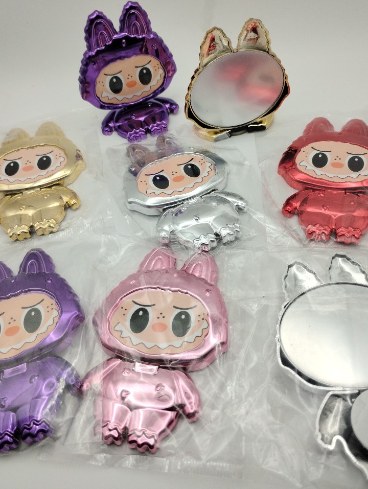 8-Labubu Phone Stand/Mirror - Pink, Purple, Gold, Silver & Red Bundle